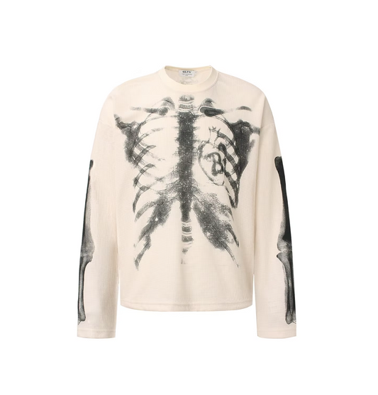 'X-Ray' Thermal Knit Waffle Long Sleeve Tee
