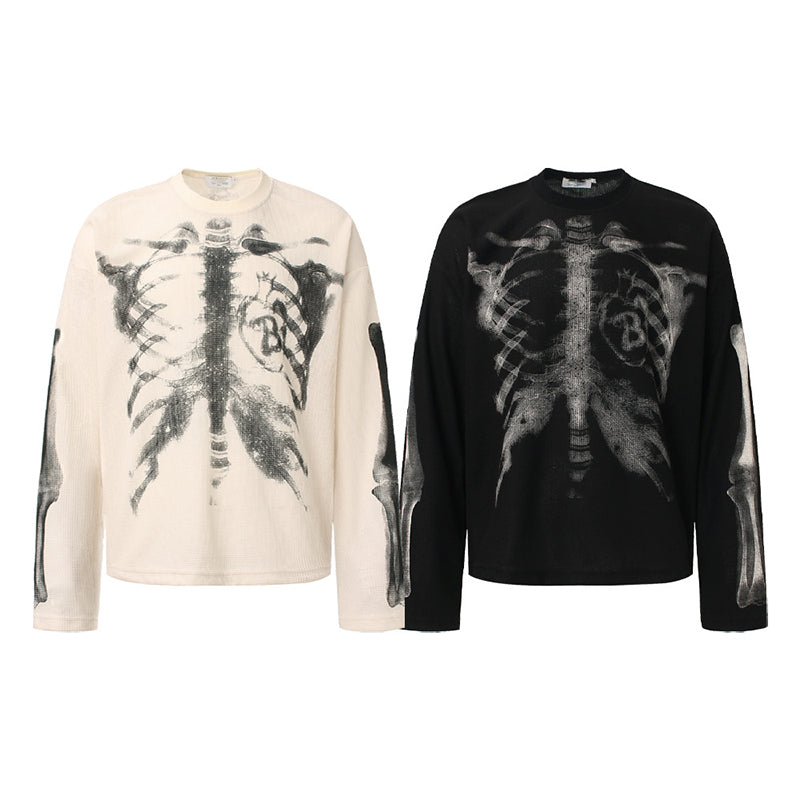 'X-Ray' Thermal Knit Waffle Long Sleeve Tee